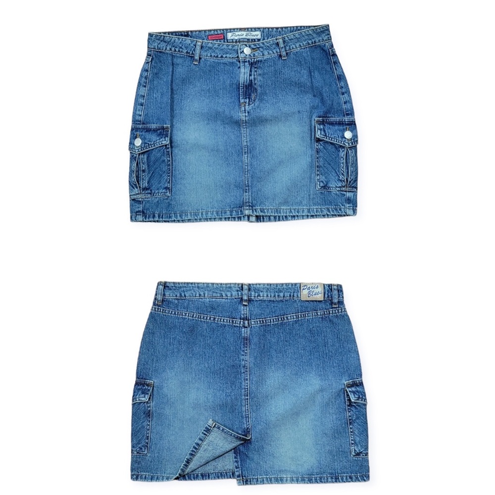 Vintage 90s Y2k * Paris Blues * Denim Cargo Skirt size women’s small medium M